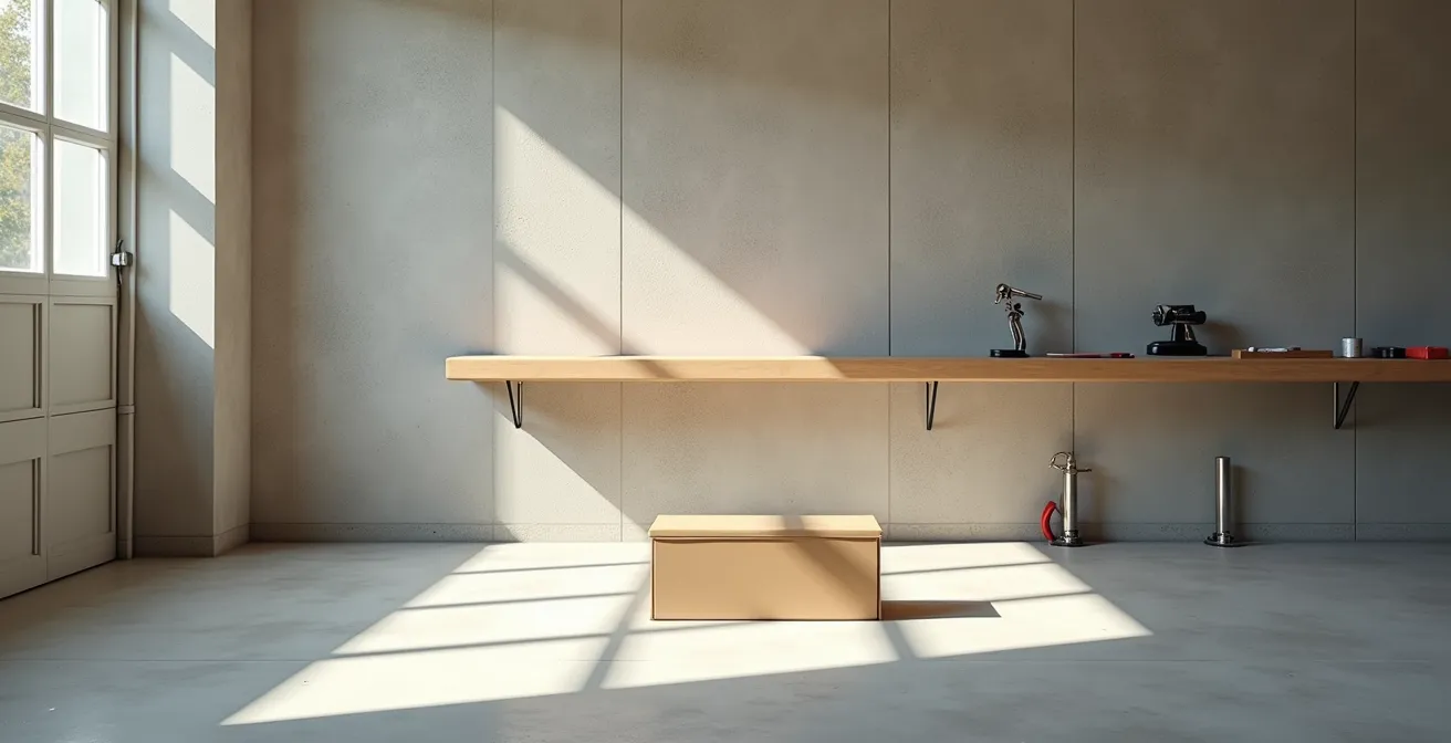 Garage domestique épuré avec outils de base pour changement de batterie